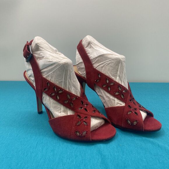 MICHAEL Michael Kors Platform Sandals High Heels Red Size 7 Open Toe Slingback - Picture 1 of 16